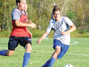 GINO DONATO The Sudbury Star
The Laurentian University Voyageurs mens soccer team was hard at work at practice at the LU pitch on Thursday. The team begins the 2013 season today at Trent.