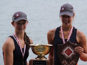 London’s Sarah Vantfoort and Miranda Leparskas show off the hardware they collected at the Henley Regatta in St. Catherines in August. The duo was part of many London Rowing Club boats that qualified for a final at the prestigious event.
Contributed Photo