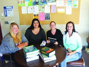 From left to right: Kaylene Cadger, Tracy Myrberg, Sarah Cormier and Makenna Dokuchie, are all students attending the Kenora campus of Confederation College taking either the practical nursing program or the pre-health sciences program. They’re hanging out in the student lounge after spending Tuesday morning participating in student orientation activities.