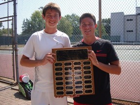 Michael Coleman and Chris Fazio won the men's doubles title at The Sarnia Tennis Club's year end tournament, held August 23 to 25. SUBMITTED PHOTO.