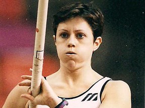 Rebecca Chambers, shown competing in pole vault at an international competition for Canada, is one of four new inductees to the PEC Sports Hall of Fame. (Photo submitted)