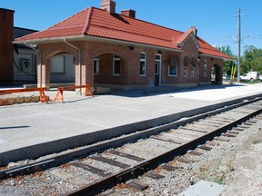 Work is nearly complete in and around the new St. Thomas tourism office, housed in this replica London & Port Stanley Railway station on Talbot St. (File photo)
