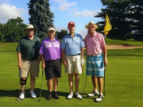 Friends Tim Boyce, left, Dr. Peter Pflugfelder, Dr. William Wall and Dr. William Kostuk were among golfers who played in the 10th annual Matt Mailing Memorial Golf Tournament. Pflugfelder was Mailing's cardiologist, Wall is a liver transplant specialist, and Kostuk, a cardiologist. They won the over-55 division. (Contributed photo)