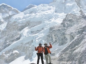 John Healy, right, and his brother Bob, near the summit of Mount Everest in 2011. The brothers will be joined by two more generations of Healys in the 2013 Climb For Kids campaign.
SUBMITTED PHOTO