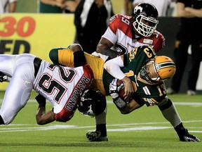 Eskimos quarterback Mike Reilly was sacked seven times in each of the team's last two games. (David Bloom, Edmonton Sun)