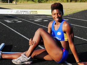 Ally Gonzalez, 19, trains with the St. Thomas Legion Track and Field Club but represents Colombia on the international stage. After placing fourth at the Pan American Junior Games in the 400-metre hurdles, she is now preparing for the South American championships next month in Argentina. (R. MARK BUTTERWICK, St. Thomas Times-Journal)