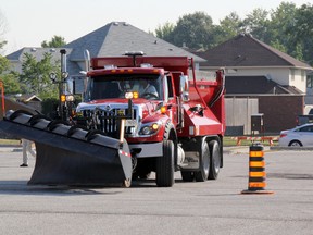 One of 15 competitors navigates through an obstacle course at the Association of Ontario Road Supervisors (AORS) Provincial Safety Truck Rodeo, held Wednesday at Clearwater Arena in Sarnia. TARA JEFFREY/THE OBSERVER/QMI AGENCY