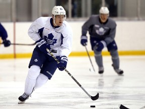 James van Riemsdyk during a scrimmage at Toronto Maple Leafs training camp at the Mastercard Centre in Toronto on Thursday, September 12, 2013. (Michael Peake/Toronto Sun)