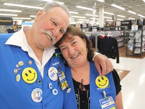 Walmart employees George Kitts and Judy Scott are getting married Saturday, the seventh set of couples where both partners work at Walmart to get hitched in the past two years.
Michael Lea The Whig-Standard