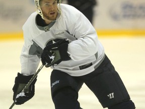 Winnipeg Jets NHL training camp participant #15 Matt Halischuk on the ice in Headingly, Manitoba.  Friday, September 13, 2013.