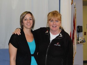 After 32 years, Pat Morin (right) retired from her Home Support Coordinator position at the Red Cross. Melissa Foy (left) was hired to be the new coordinator.