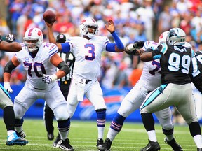 E.J. Manuel throws against the Carolina Panthers at Ralph Wilson Stadium September 15, 2013. (Rick Stewart/Getty Images/AFP)