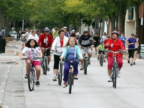 Bikers and runners makes their way down James Street during the 33rd annual Terry Fox Run on Sunday. Over $8,000 was raised. The event featured 115 runners, and 150 participants. The run started at Wallaceburg's Civic Square Park and moved on to area streets. The event also featured 35 volunteers.