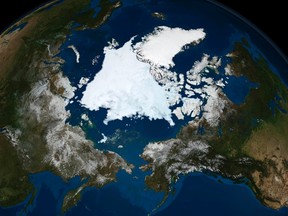 The state of Arctic sea ice is seen in this image taken by NASA's Aqua satellite on September 10, 2008, in this file image released September 16, 2008. (REUTERS/NASA/Goddard Space Flight Center Scientific Visualization Studio/Handout/Files)