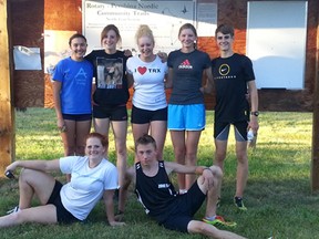 Members of the Frank Maddock High School (FMHS) Cross -Country Team stand together after a practice on the Pembina Nordic ski trails. This year FMHS will be hosting cross-country zones and provincial championships, with zones to be held Oct. 10 and provincial championships Oct. 19. Various length races will take place for runners from junior high to high school. FMHS runners will have the added advantage of getting in lots of practice on the track before the real thing takes place. The high-profile event will bring thousands to Drayton Valley and area as the young runners go for gold.