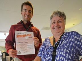 Max Adam (left) and Karen Devolin (right) are looking forward to celebrating September along with a pair of MSC fundraisers this weekend. The fun and fundraising kicks off Saturday (8 a.m. to 4 p.m.) with September-Fest at The Livingston Centre, segueing into Sunday’s Trail Walk & Run along the Carroll Trail (10:30 a.m., 9-10 a.m. registration), from home base in Coronation Park. Jeff Tribe/Tillsonburg News