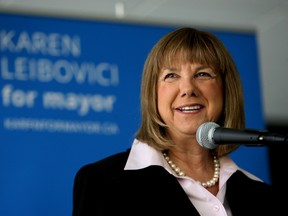 Edmonton city Coun. Karen Leibovici announces that she will run for mayor, Thursday, June 13, 2013.  Perry Mah/Edmonton Sun/QMI Agency