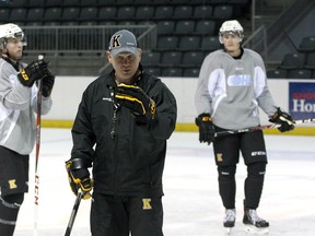 Kingston Frontenacs head coach Todd Gill, at practice at the Rogers K-Rock Centre on Wednesday, says his team is ready to start the regular season. (Ian MacAlpine/The Whig-Standard)