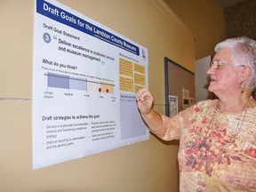 Mary Janes is one of about a half-dozen Sarnia residents to provide feedback on Lambton County's Museum Strategic Plan draft goals at a presentation earlier this week. HEATHER YOUNG/ SARNIA THIS WEEK/ QMI AGENCY