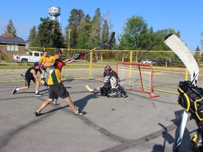 The Edson and District Leisure Centre was the site of road hockey action as the first Road Hockey Rumble too place on Sept. 14. There were 22 teams and the event raised $3,800 for the Fieldhouse project. (Gord Fortin)