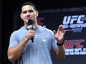 Chris Weidman talks to MMA fans at Maple Leaf Square yesterday about his bizarre victory over Anderson Silva back in July. The two have a rematch slated for late December. (Dave Abel, Toronto Sun)