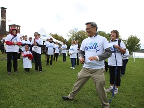 Kingston and the Islands MP Ted Hsu kicks off the annual Kidney Walk on Sunday morning. For a video, please go to thewhig.com. (Elliot Ferguson The Whig-Standard)