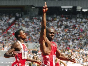 Ben Johnson crosses the finish line at the 1988 Seoul Olympics. (Sun files)