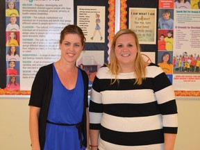 The staff and students of Lucknow Central Public School welcome two new teachers to the school for the 2013-14 school year. From left to right are Miranda Lytle (Grade1 and Grade 4/5) and Megan Beyersbergen (Grade 3).