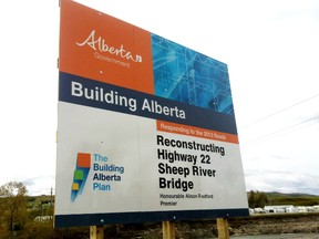 The Wildrose Opposition is criticizing the government for minor changes to flood construction billboards in southern Alberta that added Premier Alison Redford�s name at the bottom of them. Edward Dawson/QMI Agency