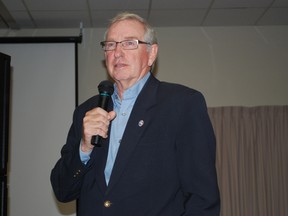 Gordon Walker, one of three Canadian commissioners on the International Joint Commission (IJC) speaks at a public meeting in Port Stanley on Wednesday, Sept. 25, 2013. The meeting was part of a process aimed at gathering public input about a report that gives recommendations for saving Lake Erie from massive algae growth. Ben Forrest/QMI Agency/Times-Journal