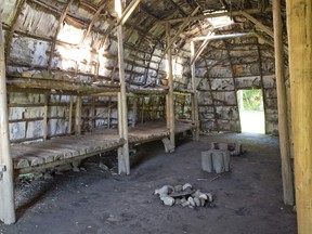 An interior view of a traditional longhouse replica at the Museum of Ontario Archaeology in London on Monday September 23, 2013.  The Museum is one of the stops featured in Doors Open London taking place September 28-29.
CRAIG GLOVER The London Free Press / QMI AGENCY