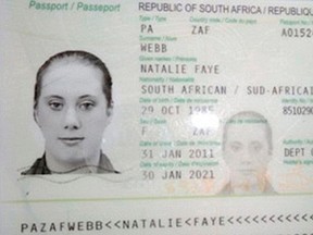 A copy of the fake South African travelling passport of Samantha Lewthwaite in this handout photo released by the Kenyan police in December 2011. (REUTERS/Kenyan Police Service/Handout via Reuters)