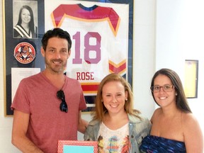Christie Rose Scholarship winner Clare McKellar is flanked by Joe Rose, left, and Lauren Rose. (Contributed photo)