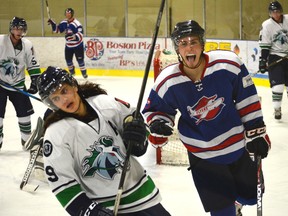 The Stony Plain Flyers lit the lamp early and often against the Edmonton Mustangs in their home opener on Sept. 21. - Thomas Miller, Reporter/Examiner