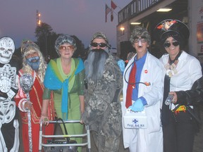 Dressed up for the Let's make A Deal competition at the Wallacetown Fair Friday were left, Sharon McPherson, Anne Marie Craig, Lori Roe, Pauline Dodds. Ann Marie Lilley and Liz Vandenberg.