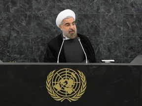 Iranian President Hassan Rouhani addresses a High-Level Meeting on Nuclear Disarmament during the 68th United Nations General Assembly at U.N. headquarters in New York, September 26, 2013.       REUTERS/Mike Segar
