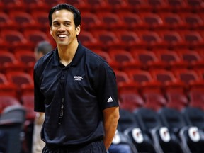 Miami Heat coach Erik Spoelstra looks on during a team practice ahead of Game 7 of the 2013 NBA Finals. (REUTERS/Mike Segar)