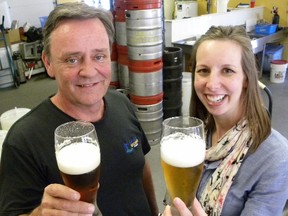 Matthew Cotrell, owner of the Gateway Brewing Company in Trenton and Stephanie Wilson, event co-ordinator with the Quinte West Chamber of Commerce, savour some suds that will be on tap Oct. 18 at the annual wine and food festival. Gateway Brewing will be one of many Quinte region businesses offering taste tests at Savour.