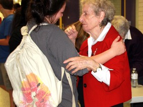 Grade 12 student Jyde Parsons was moved to tears by Holocaust survivor Eva Olsson.  Olsson shared her stories with St. Clair Secondary School students and stressed the importance of not being a bystander to bullying and injustice. (MELANIE ANDERSON, The Observer)