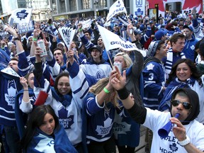 The popularity of the Maple Leafs has television networks doing all they can to get the Blue and White on TV, which helped result in the Leafs playing road games on consecutive nights to open the season. (DAVE THOMAS/Toronto Sun files)
