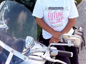 Just days after her last radiation treatment for breast cancer, Terry Kivell of Wallaceburg has organized a team of almost 40 supporters to join her in the CIBC Run for the Cure in Sarnia on Sunday. (VICKI GOUGH, The Daily News)