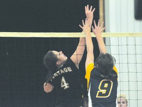 Action from the PCI Saints/ St. James Jimmies varsity volleyball game Oct. 1 (Kevin Hirschfield/THE GRAPHIC/QMI AGENCY)