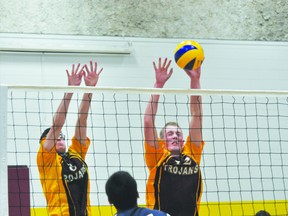 Action from the PCI Saints/ St. James Jimmies varsity volleyball game Oct. 1 (Kevin Hirschfield/THE GRAPHIC/QMI AGENCY)