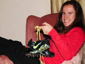 After a track and field career that took her across Canada and around the world, Megan Muscat, 28, of St. Thomas is hanging up her spikes. R. MARK BUTTERWICK / St. Thomas Times-Journal / QMI AGENCY