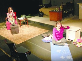 Anne Carpenter, left, as Peggy and Nichole Robertson as Dust in a scene from the play Belles, now on stage at the Palace Theatre?s Procunier Hall until Sunday. (Steve Stockwell, Special to QMI Agency)
