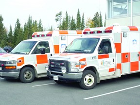 A pair of ambulances run by the Kenora District Service Board's EMS department.