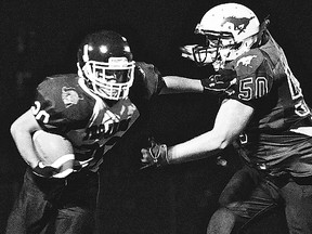 Action from last week's Friday Night Lights Round 1 at MAS Park Field 2. Moira beat Centennial 10-0 in the senior game; Centennial beat Moira 29-0 in the junior game. (Carly Donaldson for The intelligencer)