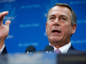 U.S. House Speaker John Boehner (R-OH) addresses reporters during a news conference with fellow House Republicans at the U.S. Capitol in Washington October 4, 2013. (JONATHAN ERNST/REUTERS)