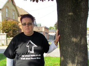Barbara Gaudreau has bipolar schizoaffective disorder and has been battling with mental illness since she was 16. Friday she joined 50 others in the Consumer/Survivors Associations of Lambton Awareness Walk. (MELANIE ANDERSON, The Observer)