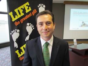Jack Fonseca, with the Campaign Life Coalition, spoke Saturday at a Sarnia Pro-Life Forum hosted by the organization. PAUL MORDEN/THE OBSERVER/QMI AGENCY